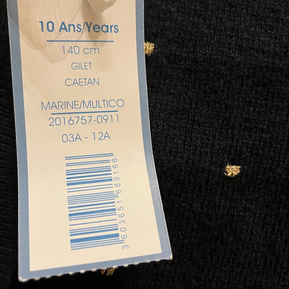 Jacadi  Paris Sweater NWT Navy W/ Gold Polka Dots Size 140 CM - Picture 4 of 8